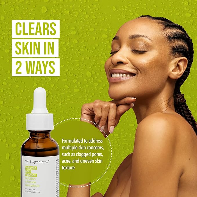 Masque Bar My Ingredients Salicylic Acid Solution - Exfoliating Solution For Face - Healing Acne Spot Treatment For Blemish Prone Skin, Korean Skincare - 1Fl oz