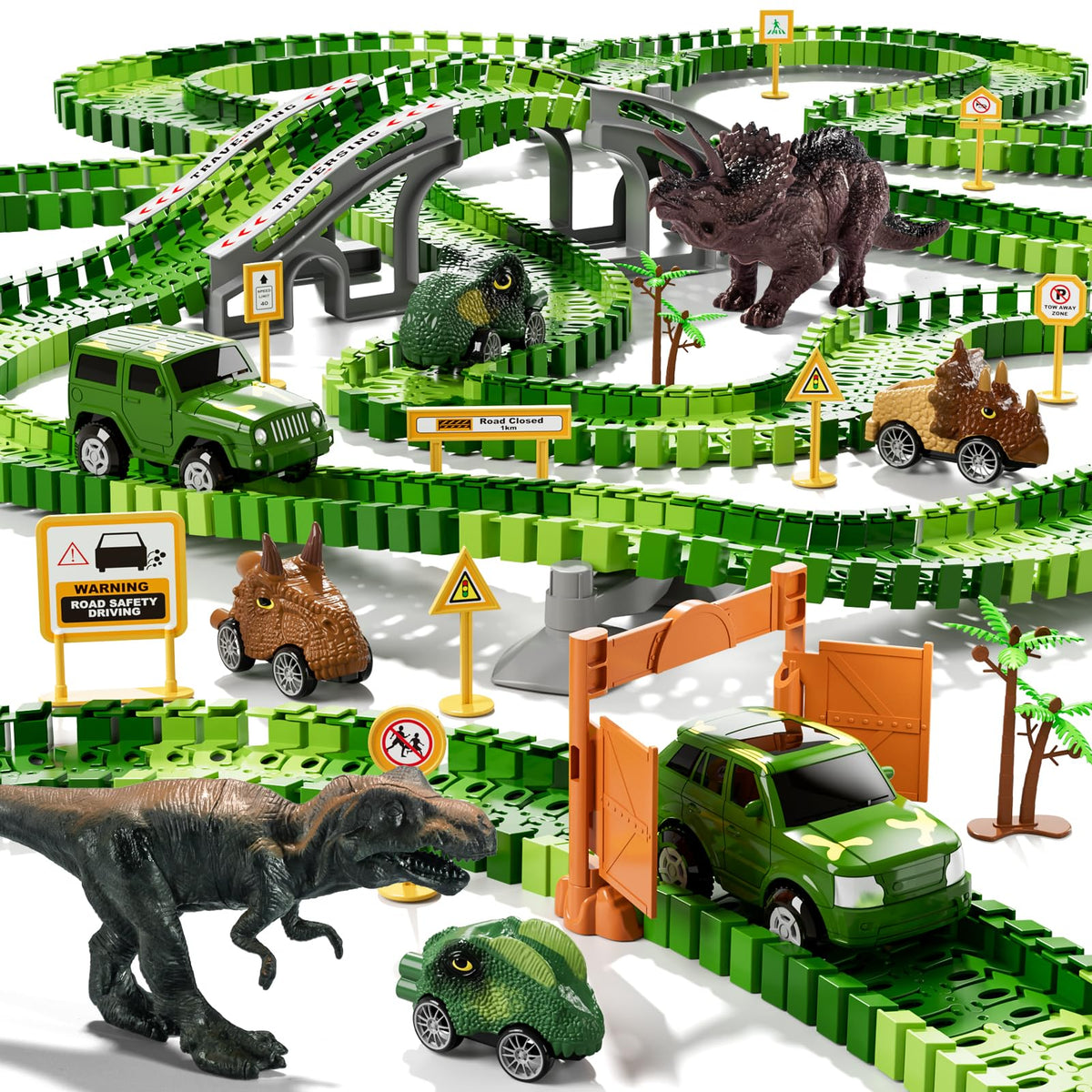 iHaHa Toddler Boy Toys 236 PCS Race Tracks Toys Gifts for 3 4 5 Year Old Boys Kids, 6 PCS Construction Car Toys Gifts for 2 3 4 5 Year Old Boys, Christmas Birthday Gifts Toys for 3 4 5 Year Old Boys