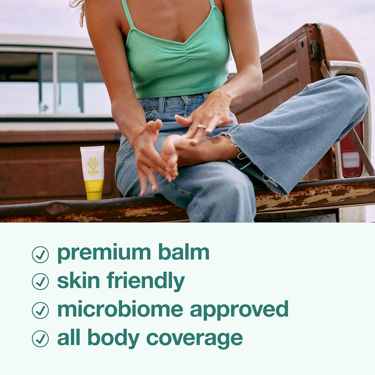 Hume Supernatural Invisible Whole Body Deo Balm - Full Body Protection - Aluminum Free, No Baking Soda - Anti-Chafing Odor Control - Clinically Tested on Sensitive Skin (Coconut Coast, 3-Pack)