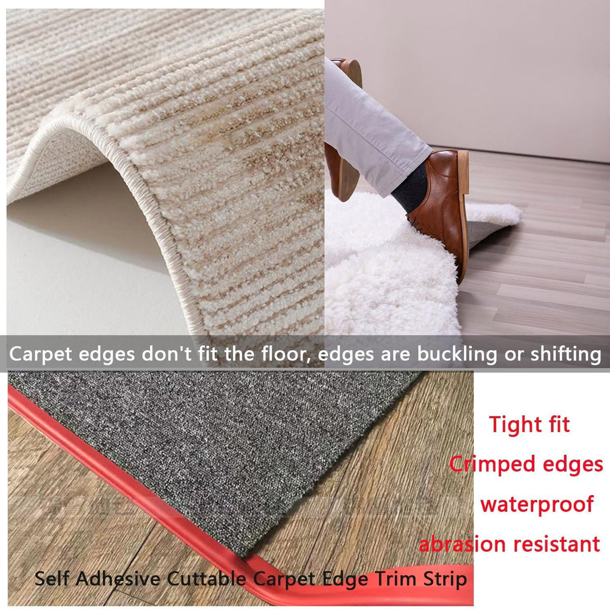 LeongLzt Floor Transition Strip Self-Adhesive Carpet Transition Strip, Flexible Carpet Edge Trim Carpet to Tile Transition Strip Rug Edge Transition Strip