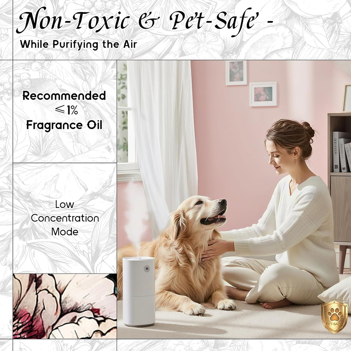 HIQILI Peony Fragrance Oil for Home Diffuser, Idea for Making Candle, Women's Perfume, Car Air Freshener, Skin & Body Care - 5.07 Fl Oz