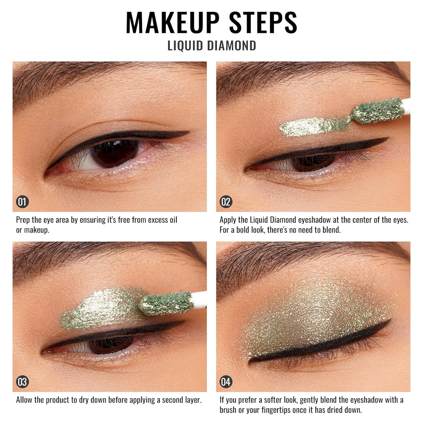 Oulac Liquid Glitter Eyeshadow Metallic Eyeshadow| Gold Liquid Eyeliner Glitter Eye Makeup| Pigmented Lightweight Moisturizing Formula Easy to Remove. Vegan & Cruelty-Free (O10)