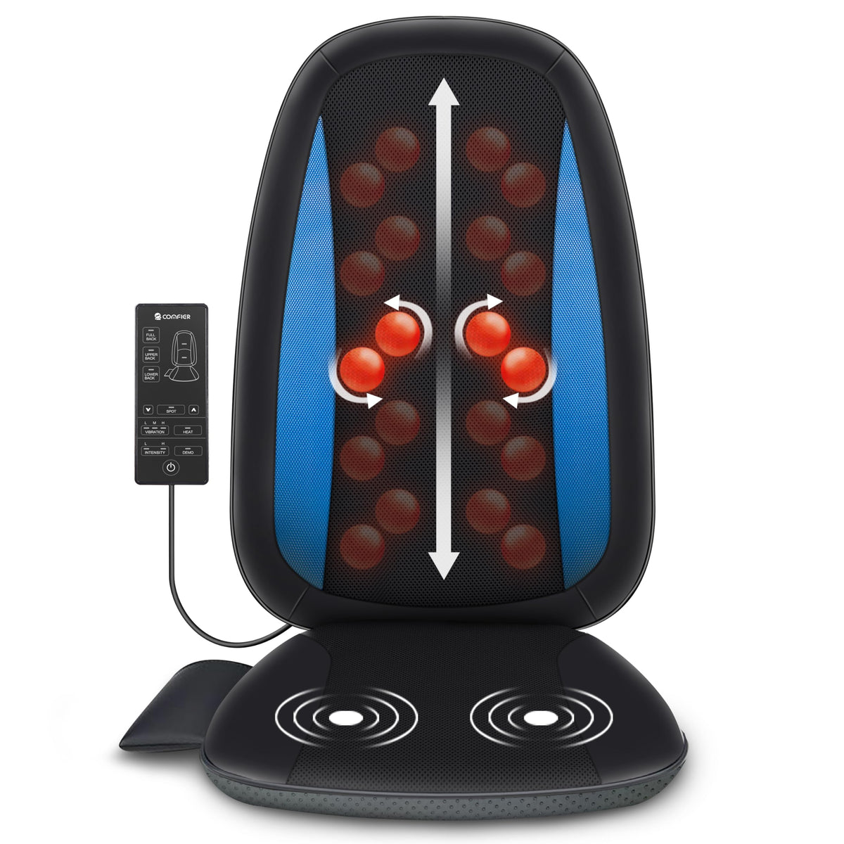 COMFIER Shiatsu Back Massager with Heat,Deep Tissue Kneading Massage Seat Cushion,Massage Chair Pad for Full Back,Body Massager for Home or Office Chair use, Gift