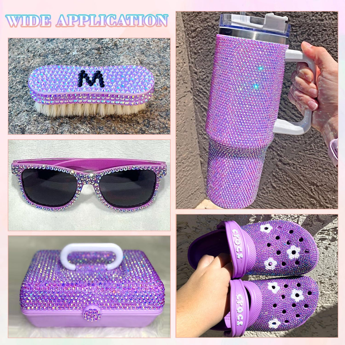 30000Pcs Resin Lavender Purple AB Rhinestones for Bedazzling Crafting with b7000 Jewelry Glue, Bulk Flatback Gems Bedazzler Kit for Crafts Clothes Fabric Nail Diamond Art, Assorted Size 2/3/4/5/6mm