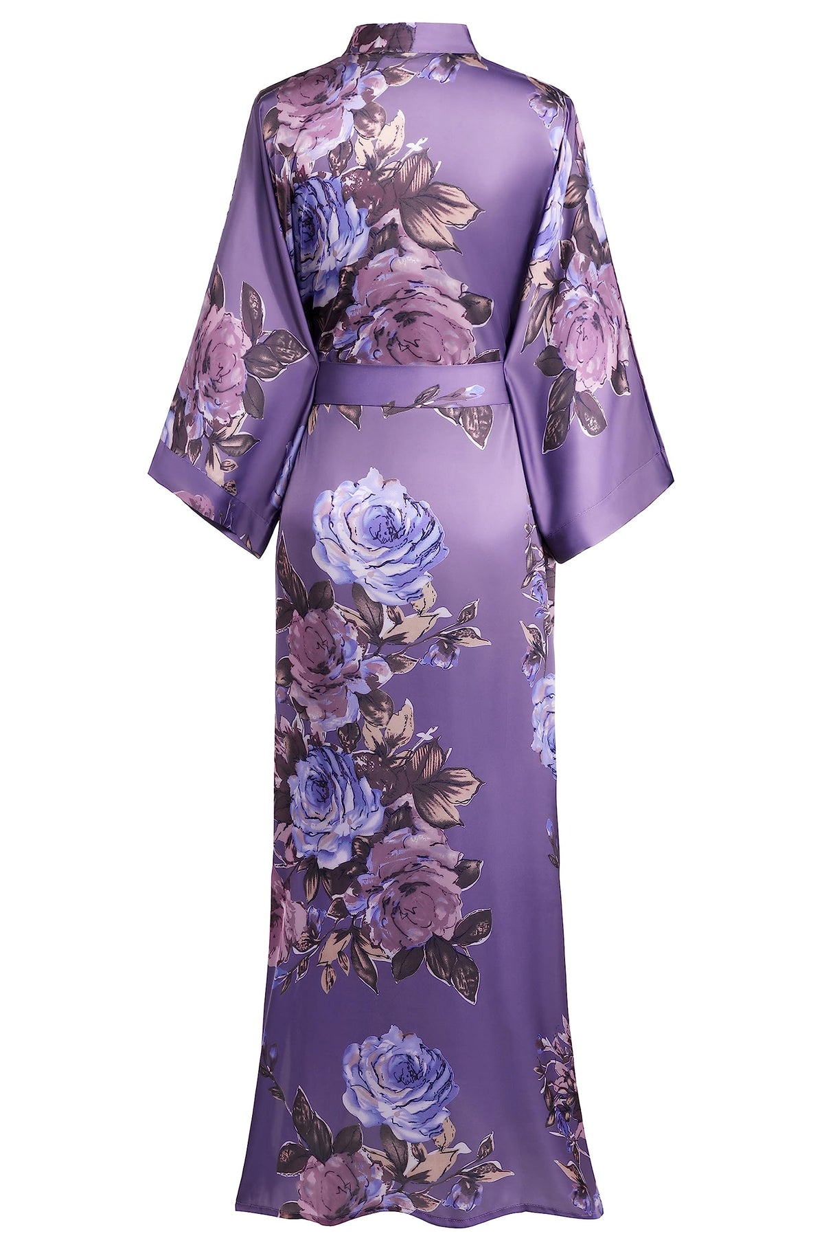BABEYOND Women's Kimono Robe Long Satin Silky Floral Lightweight Bridesmaid Wedding Bachelorette Party Robe