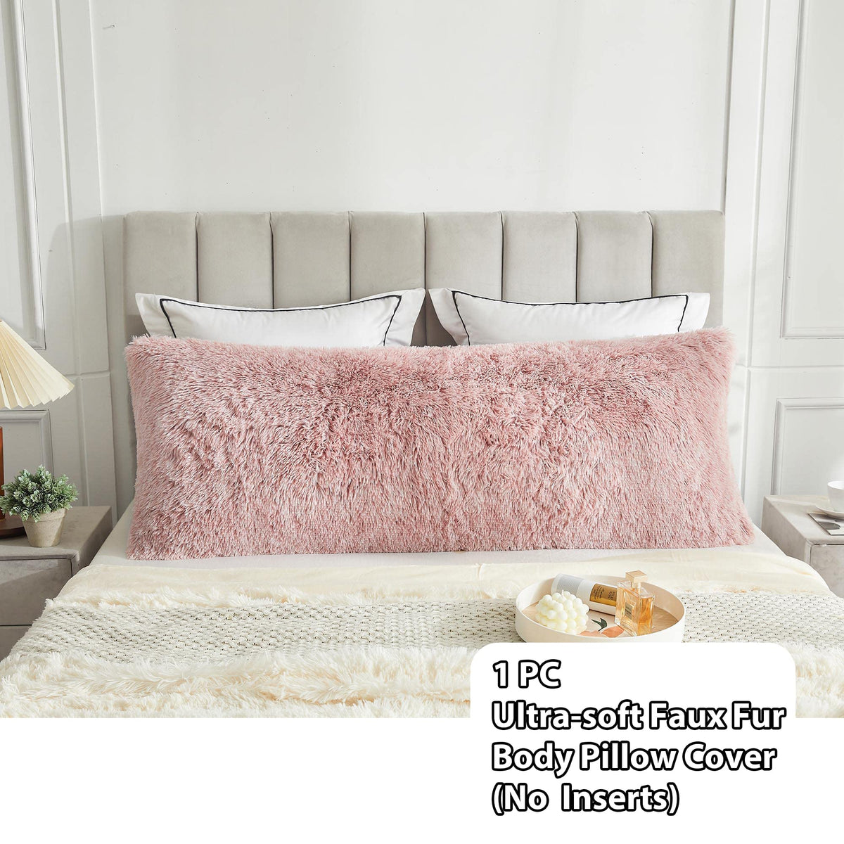 LIFEREVO Body Pillow Cover with Zipper Closure,Luxury Shaggy Ultra Soft Plush Faux Fur Pillowcase 20"x54" for Bed Couch,Microfiber Long Pillowshams for Adults Pregnant Women/Mother/Wife(Ombre Pink)