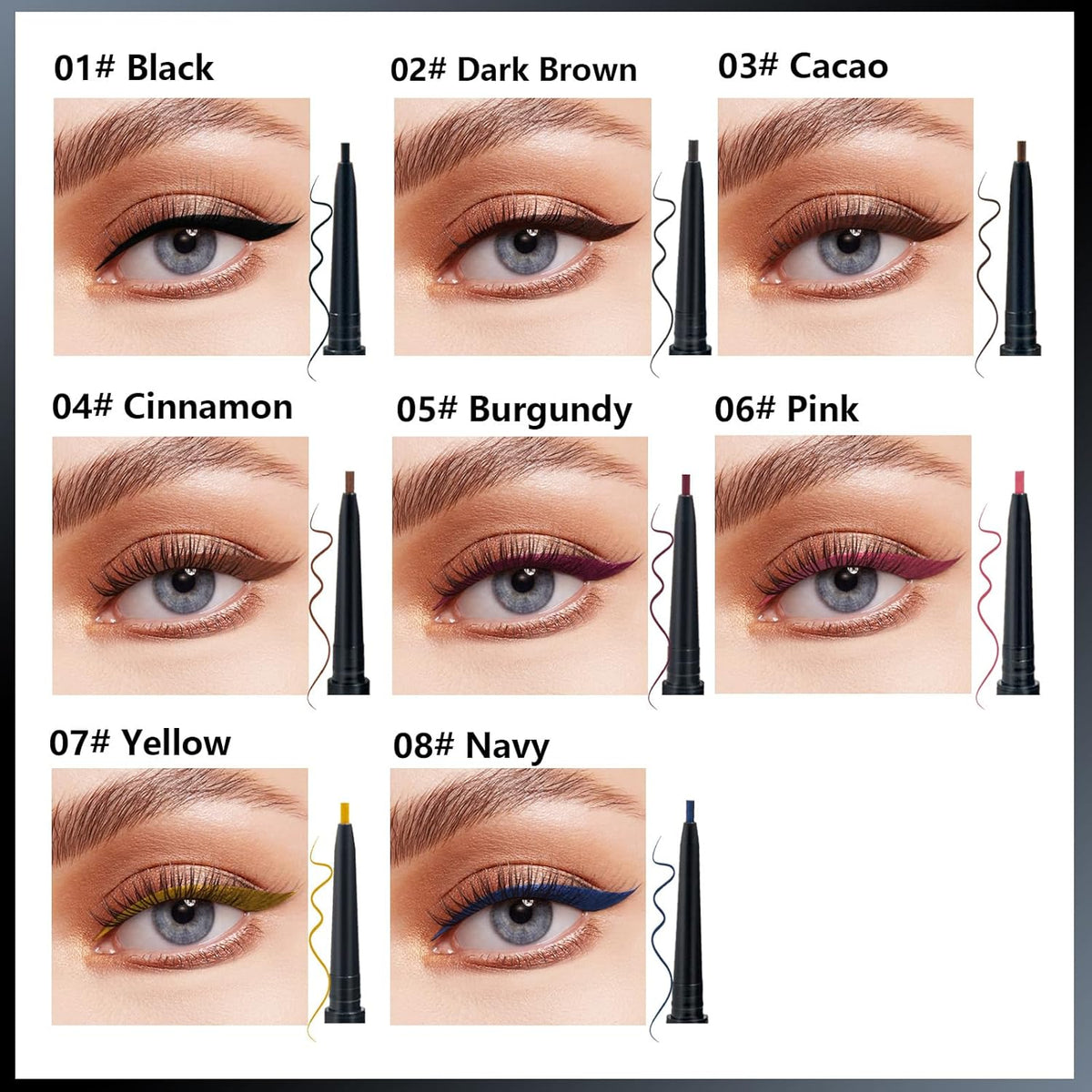 Witch's Pouch Gel Eyeliner Pencil Waterproof Smudge Proof, Long-Lasting Eye Liner, High-Intensity Colored Waterproof Eyeliner, Ultra-Smooth Korean Eye Pencil Eye Makeup (07 Yellow)