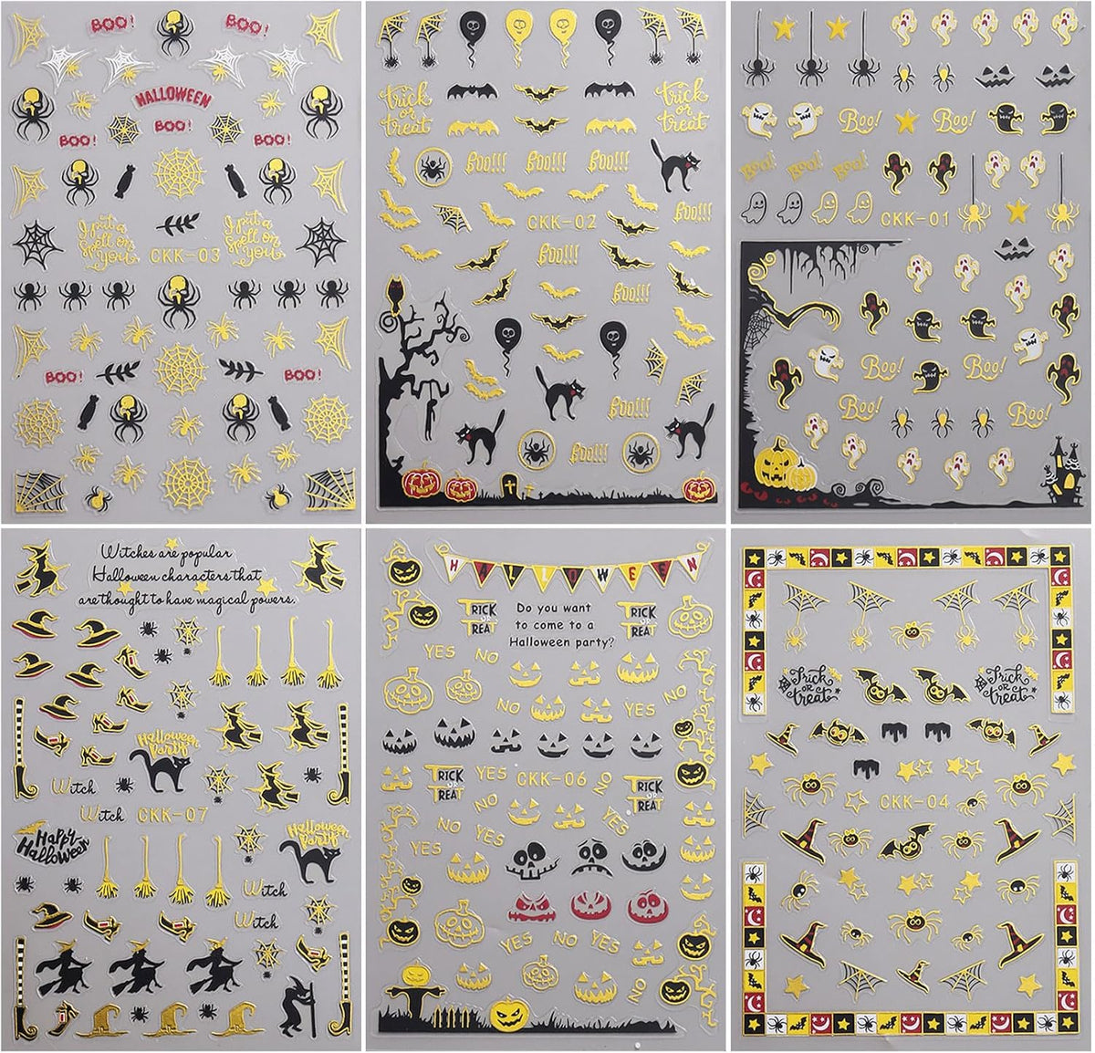 Metal Halloween Nail Art Stickers Gold Spider Web Black Bat Witch Cobweb Ghost Nail Design Supplies Charms Self-Adhesive Spooky Holiday Nail Decorations Nail Art for Women DIY Manicure Accessories