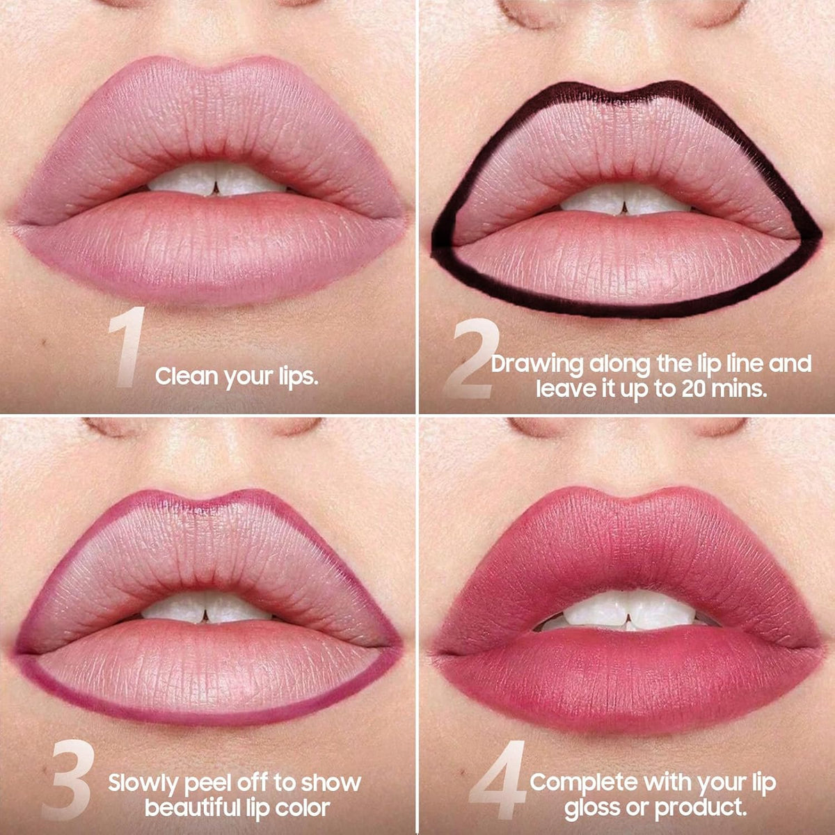 Lip Stain Peel Off - Waterproof Comfortable Vivid Color Peel Lip Liner Non-Stick Cup, Lip Tattoo Peel Off for Beauty & Charming Lip Makeup with All-Day | Vegan and Cruelty Free (#01 Nude)