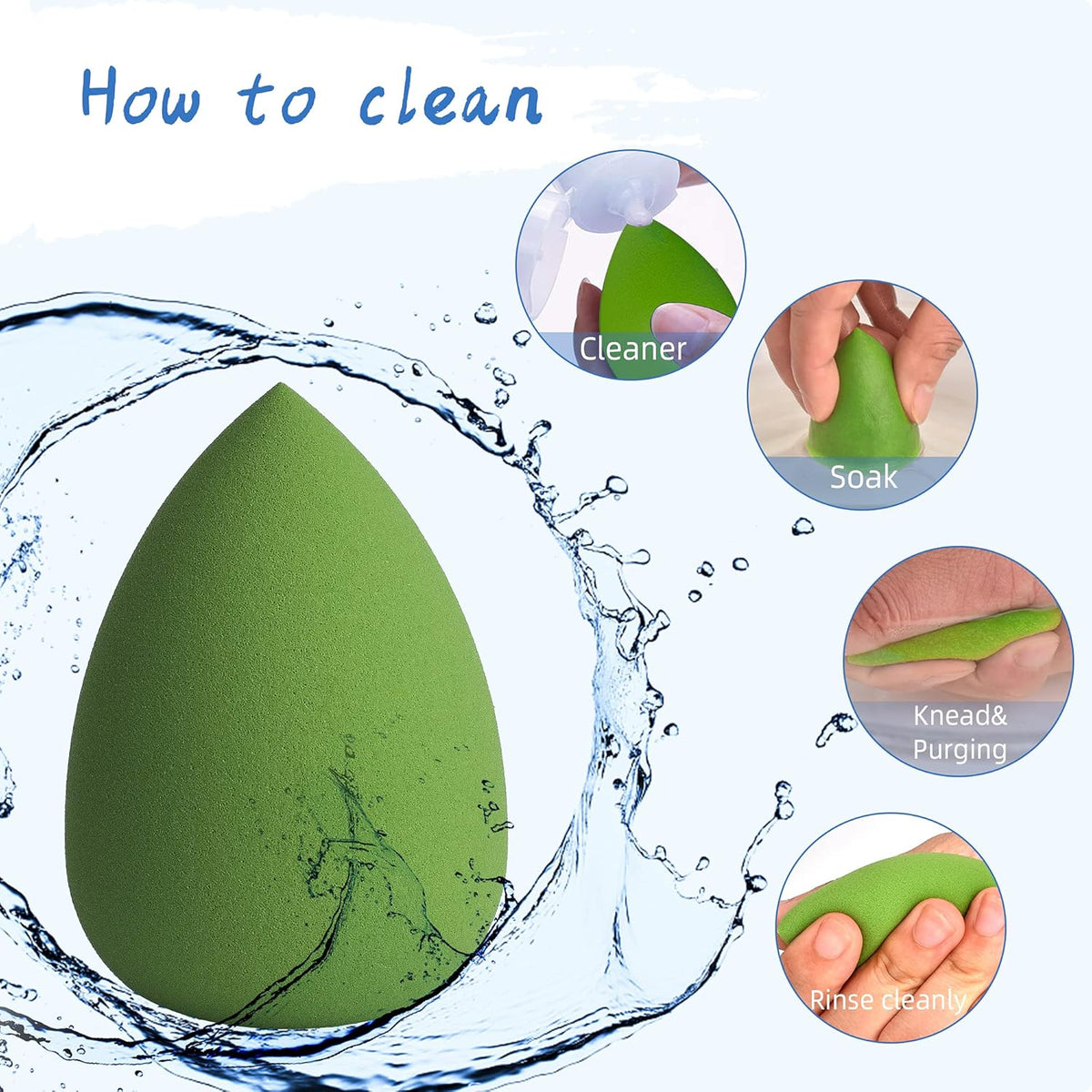 COSTICA Makeup Sponge Set Blender, Beauty Sponge Makeup Blender Flawless for Liquid - Multi Colored 4 pcs Avocado Series