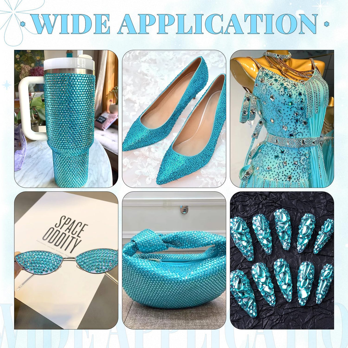 6000Pcs Resin Rhinestones for Bedazzling with 3Pcs B7000 Jewelry Glue, 1 Box Teal Blue Flatback Rhinestones for Crafting Crafts DIY, Crystals Gems for Clothing Shoes Tumblers Nail Art Makeup