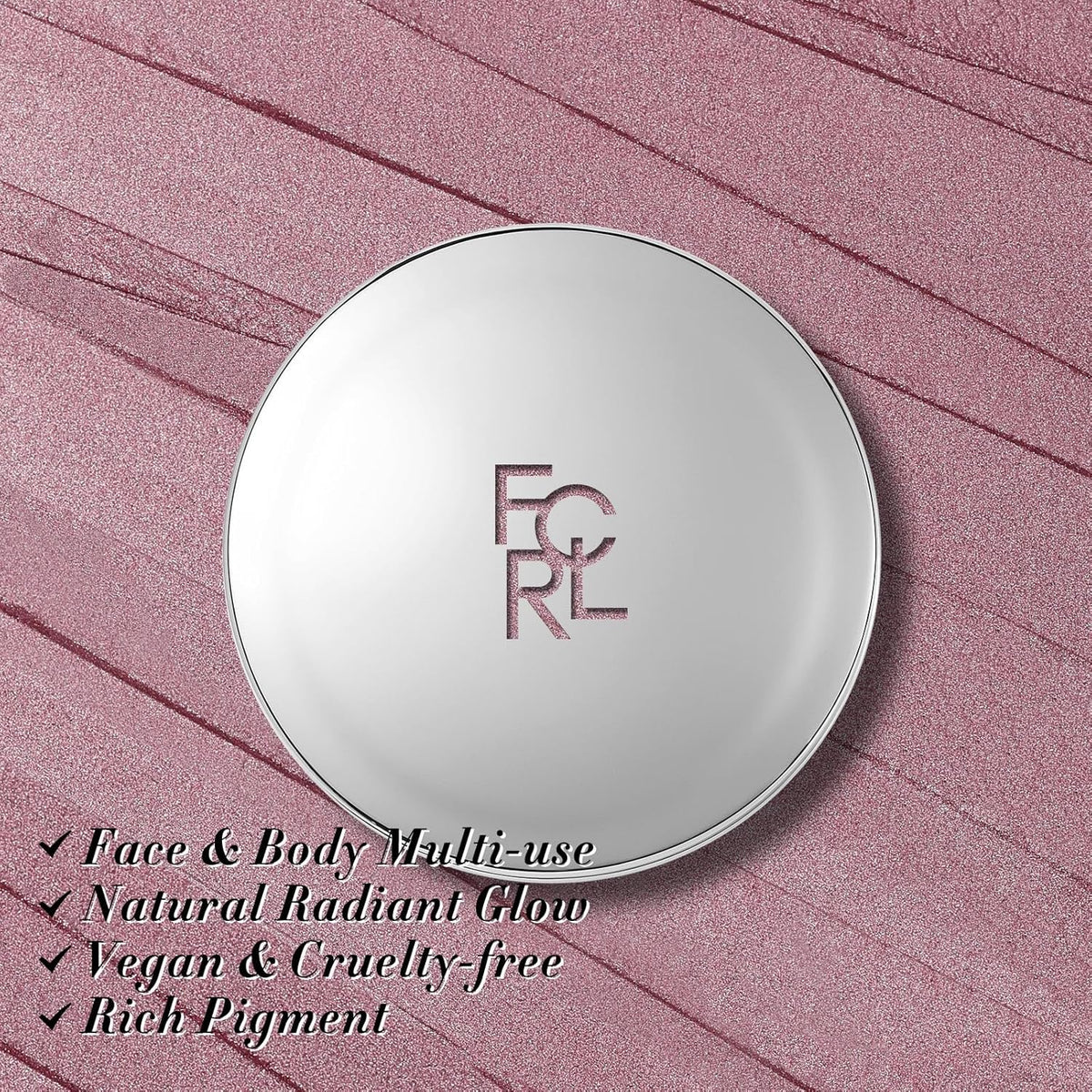 FOCALLURE Shimmer Face Highlighter Makeup Powder, Gel to Powder Glow Finish, Leaving a Lightweight & Healthy Radiance, Long Lasting Luminous Face Body Highlighter Makeup,PK01 Pinkish Galaxy
