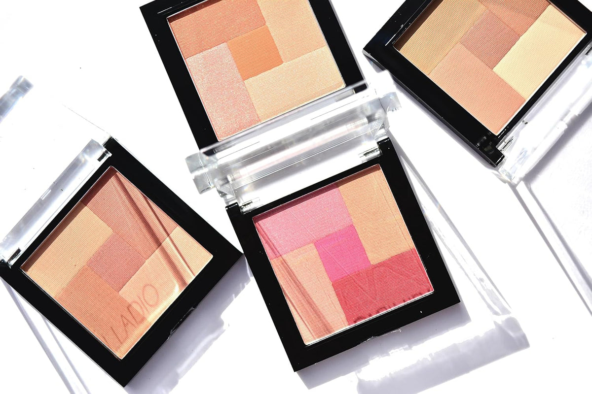 Palladio 2-In-1 Mosaic Blush and Bronzer, Silky Smooth Face Makeup Pressed Powder, Five Color Hues from Shimmering Pinks to Golden Browns, Rich Pigmented Shades, Flawless Finish, Desert Rose, 0.3 Oz