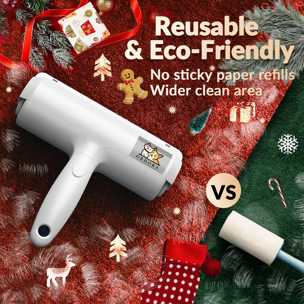 Ordora Pet Hair Removal Tool:Reusable Lint Roller for Pet Hair - Portable Pet Hair Remover - Dog and Cat Hair Remover for Couch, Furniture, Carpet, Clothes and Car Seat