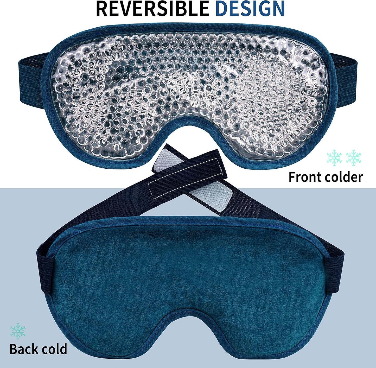 Cooling Eye Mask with Gel Bead, Reusable Cold Compress Ice Pack Sleeping Eye Cooling Pads for After Eyelid Surgery, Puffiness, Puffy Eyes, Headache, Migraine Relief(Navy Blue)
