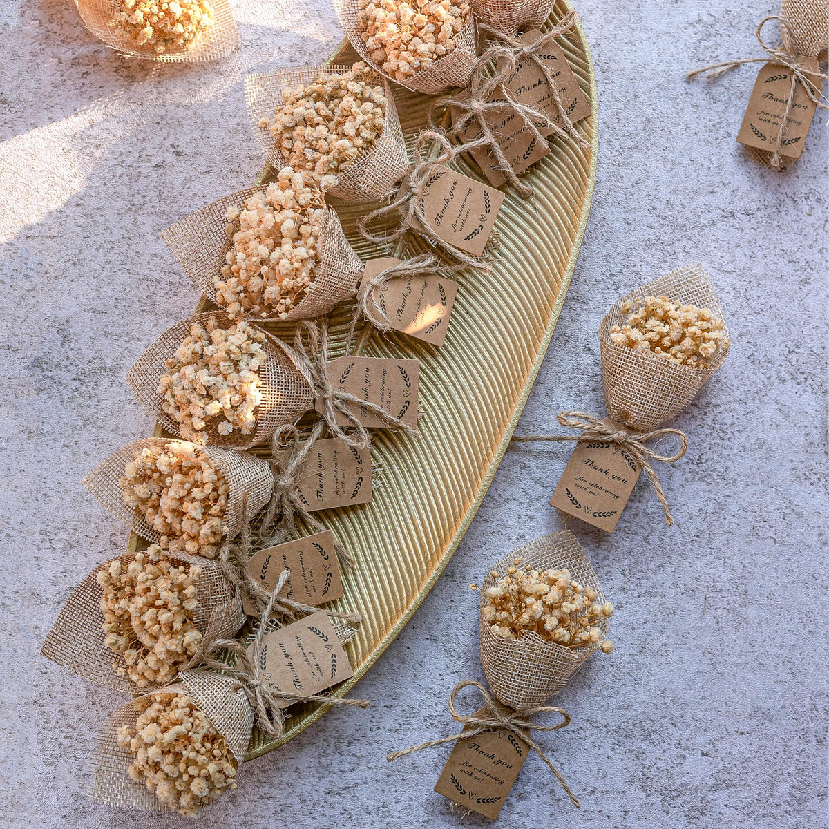 20-Piece set Mini Magnet Dried Flowers Bouquet for Rustic Wedding Favors,Baby Shower Party Favors for Guests,Bridal Shower Party Gifts,Baptism Favors,Thank You Favor. (White)