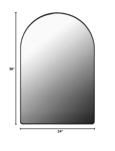 MYlovelylands 24x36 Inch Premium Black Arched Mirror Shatter Resistant No Distortion Luxe Brushed Metal Frame Arch Mirror for Bathroom Vanity Modern Wall Decor