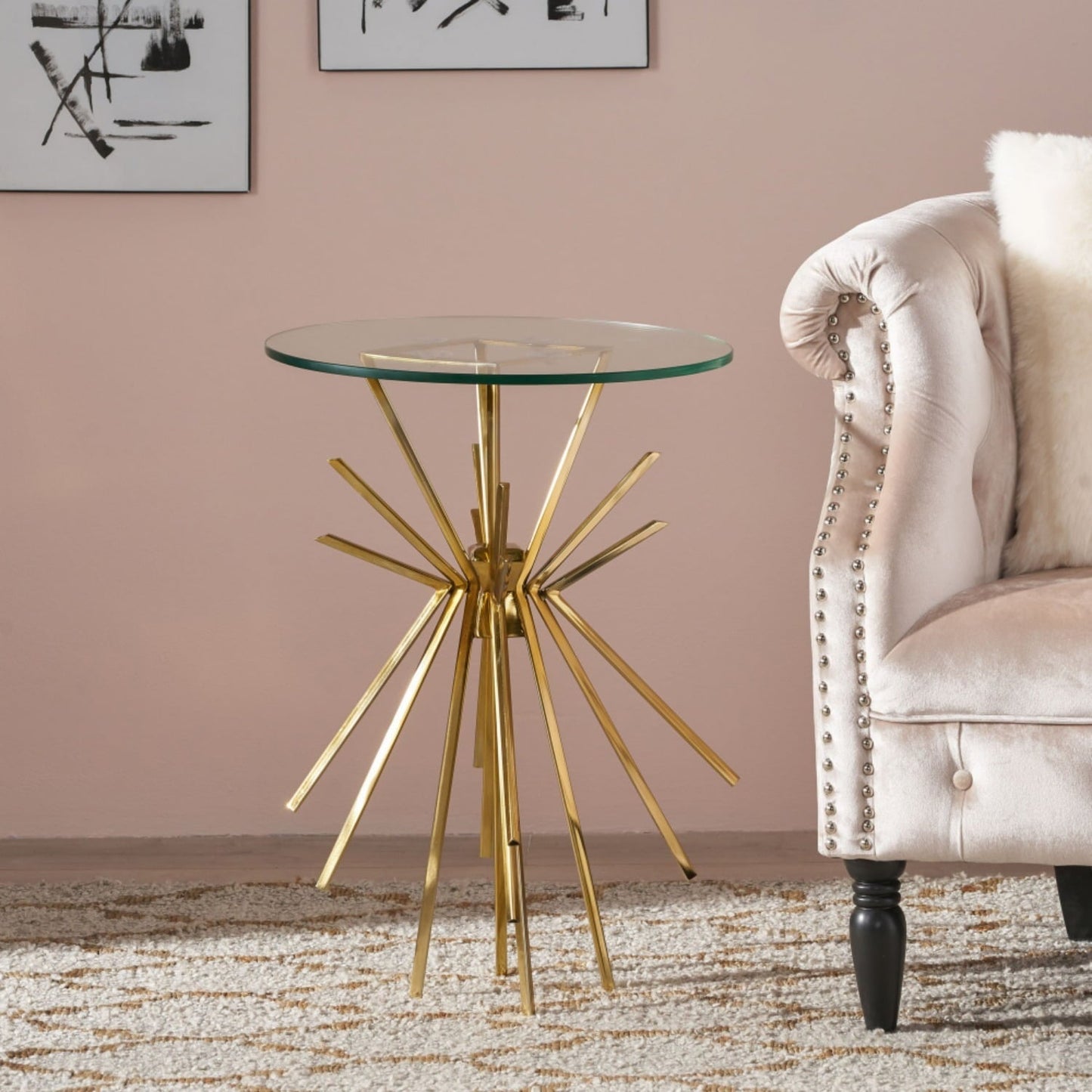 SPARKLE GLASS SIDE TABLE for Living Room Dining Room