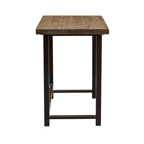 Pomona 32-Inch Compact Writing Desk with Solid Wood Top and Metal Frame – Rustic Industrial Style Small Home Office Desk with Durable Lacquer Finish and Floor Levelers by Alaterre Furniture (Natural)
