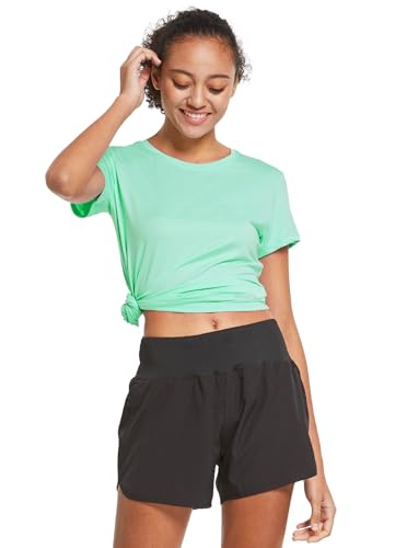 baleaf Women's Short Sleeve Running Workout Shirts Athletic Tops Lightweight Quick Dry Training Yoga Crewneck Aqua S