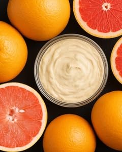 SHIMMER CHEF Grapefruit Glacé Morning Face & Body Balm Organic Skincare with Grapefruit Peel Concentrate Aloe Shea and Mango Butters Hydrates Protects Radiant Shimmery Skin Mood Uplift 1.5 oz