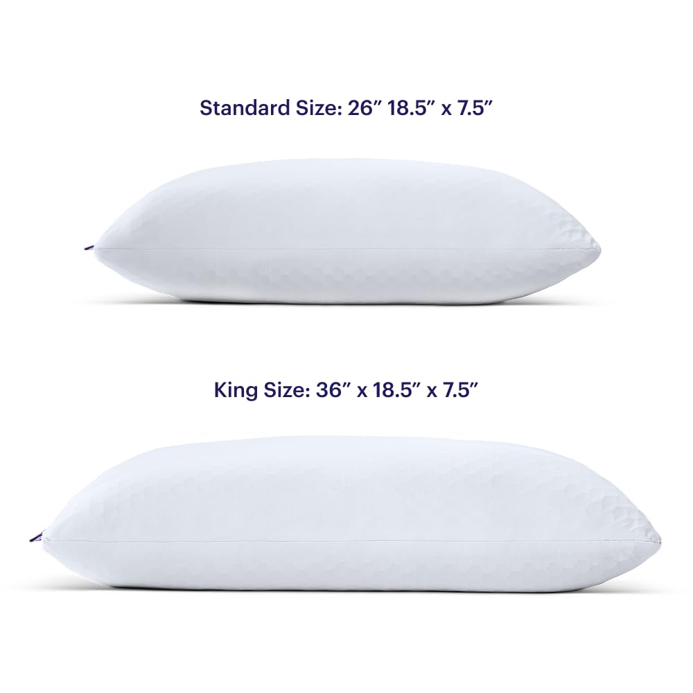 Purple Freeform Pillow - Standard Size, Customizable Support with GelFlex Grid & MicroFlex Moon Foam - Pressure Relief, Cooling, Extra Filling & Adjustable Height