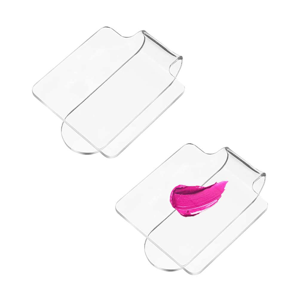 2PCS Clear Acrylic Professional Makeup Palette Handheld Cosmetic Nail Art Manicure Palette for Mixing Foundation Cosmetics Eyeshadow Cremes