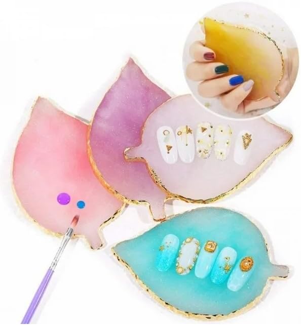 1Pc White Resin Nail Art Palette Makeup Mixing Palette Gold Edge Nail Art Tool Gel Design Nail Art Makeup Mixing Tray DIY,Nail Art and Polish,Beauty and Personal Care,Foot, Hand and Nail Care