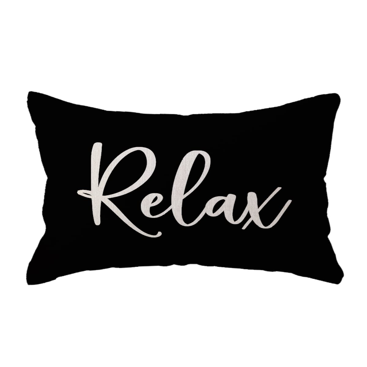 ULOVE LOVE YOURSELF Relax Lumbar Throw Pillow Case 12×20 Inch Housewarming Gifts Farmhouse Black Decorative Rectangular/Waist Cushion Cover for Sofa Beach Porch Bench Decor(12"×20", Black)