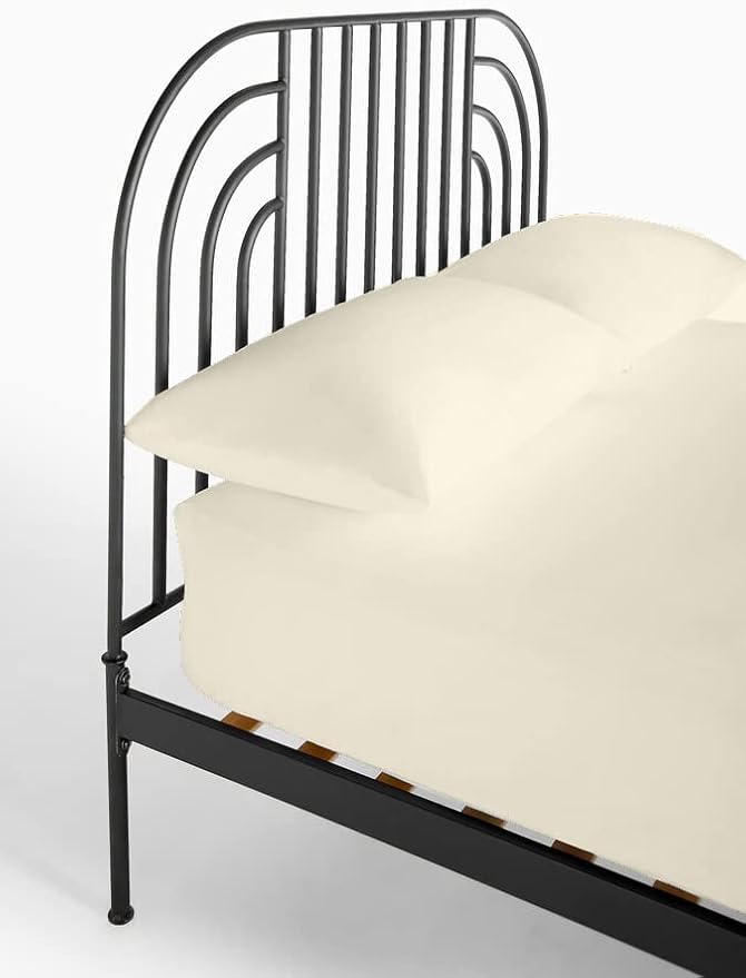 4-PC Cot Sheet Set - 28x75, 100% Cotton Fitted Sheet - Perfect for Narrow Twin/RV Bunk/Camping Cot/Guest Bed Replacement, Fits Up to 4-8" Deep Mattress - Ivory Solid