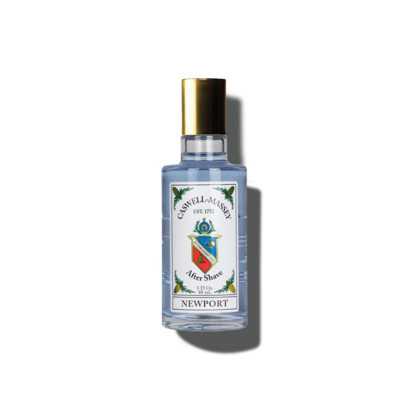 Caswell-Massey Newport Gold Cap After Shave, Soothing Aftershave with Sandalwood, Citrus & Cedar, 3 Fl Oz