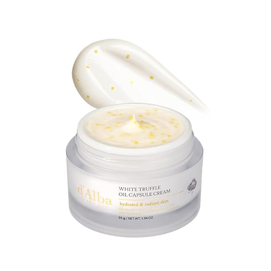 d'alba Piedmont Italian White Truffle Oil Capsule Cream, Glass Skin with Vita-Cera Oil Capsules, Deep Hydration Face Moisturizer (1.94 oz.)