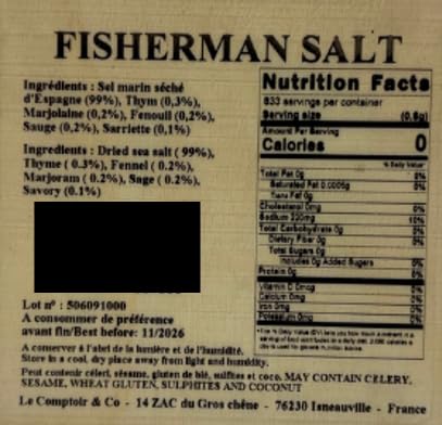 The French Farm Fisherman’s Salt Box – 17.64oz Gourmet Sea Salt for Seafood & Fish – Premium French Seasoning for Grilling, Roasting & Cooking – All-Natural, Handcrafted Flavor Enhancer