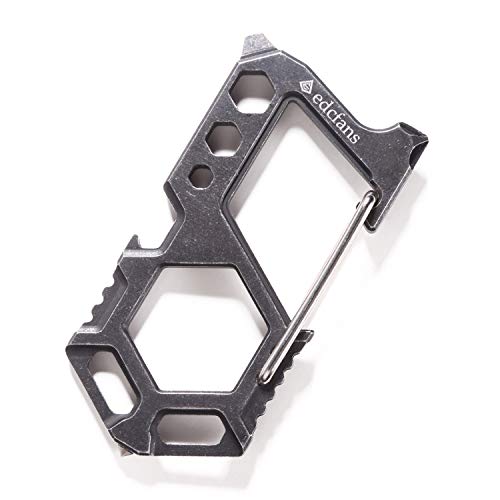 edcfans Keychain Knife, Carabiner Multitool, Tanto Pocket Knife with Key Clip, Box Cutter, Can/Bottle Opener, Screwdriver Wrench, Pry Tools, EDC Hiking Camping Gear, Gifts for Men Women Everyday Carry