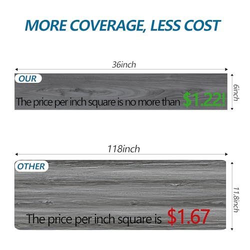 Grey Wood Peel and Stick Floor Tile, 36 Pack 54 Sq.Ft,(NO Sticky Residue Left) Vinyl Flooring Tiles Wood Plank, Self-Adhesive DIY Flooring for Bathroom,Bedroom, Living Room, (36" x 6") Nature Grey