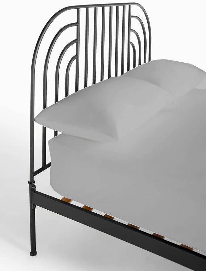 4 PC Cot Sheet Set 25x75, 100% Cotton Fitted Cot Sheet- Perfect for Narrow Twin/Rv Bunk/Camping Cot/Guest Bed Replacement, Sheets for Cot Bunk Bed-Fits Upto 4-8" Deep Mattress- Light Grey Solid