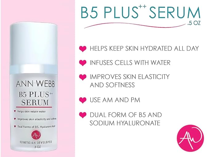 B5 Hyaluronic Serum - HyaluronicAcid + 2 forms of B5 visibly softens fine lines hydrates, plumps & moisturizes your skin for a smoother, softer complexion that looks & feel younger .5oz