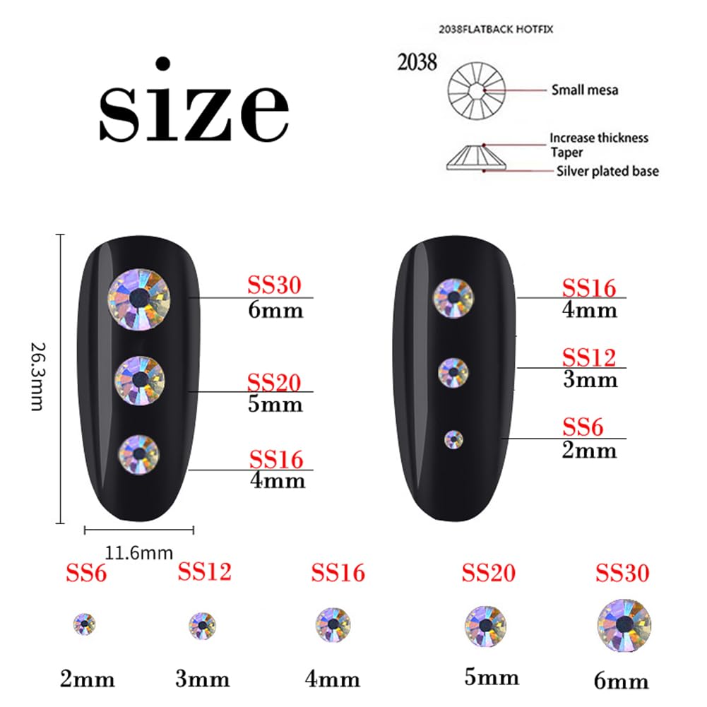 3000 Pieces SS6 2mm Flatback Rhinestones Clear Glass Round Gems Crystals for Nail Art DIY Crafts Clothes Shoes Bags （Light Purple）
