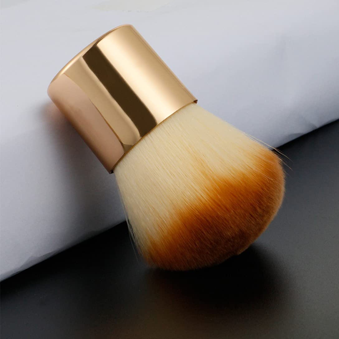 RN BEAUTY 2 Pieces Kabuki Brushes Powder Brush Blush Brush Foundation Brush Bronzer Brush Face Blender Brush Mineral Blending Buffing Concealer Brush Multifunction Cosmetic Tools Portable Makeup Brush (Golden)