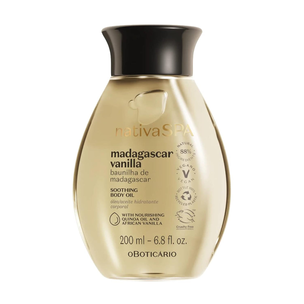 Nativa SPA by O Boticário, Madagascar Vanilla Body Oil, Soothing & Moisturizing, 6.8 Ounce