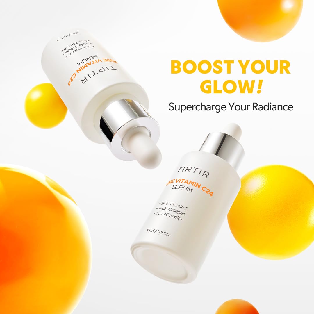 TIRTIR Pure Vitamin C 24% Face Serum ??Dark Spot Remover for Sensitive Skin with Collagen Anti Aging Even out Skin Tone Non irritation tested, Wrkinkles, Korean Mild Vita C Facial Serum 1.01 Fl Oz