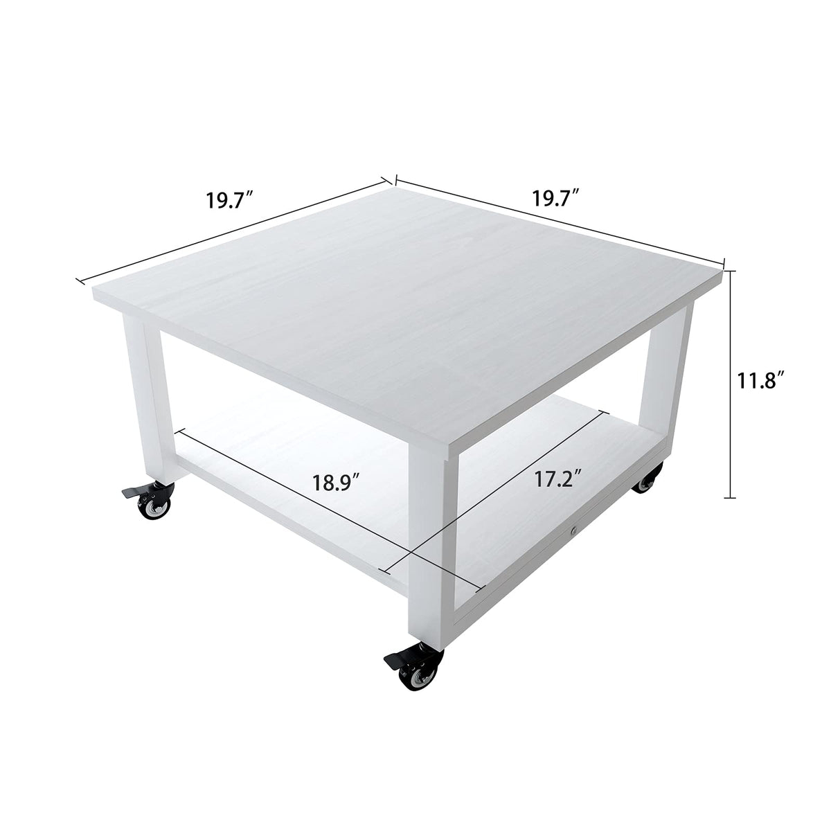 Natwind 2 Tier Laser Printer Stand,19.7''x19.7''x12.6'' Large Printer Table Copier Stand Under Desk,Heavy Duty Rolling Cart with Paper Storage Shelf,Printer Holder on Wheels for Home Office (White)