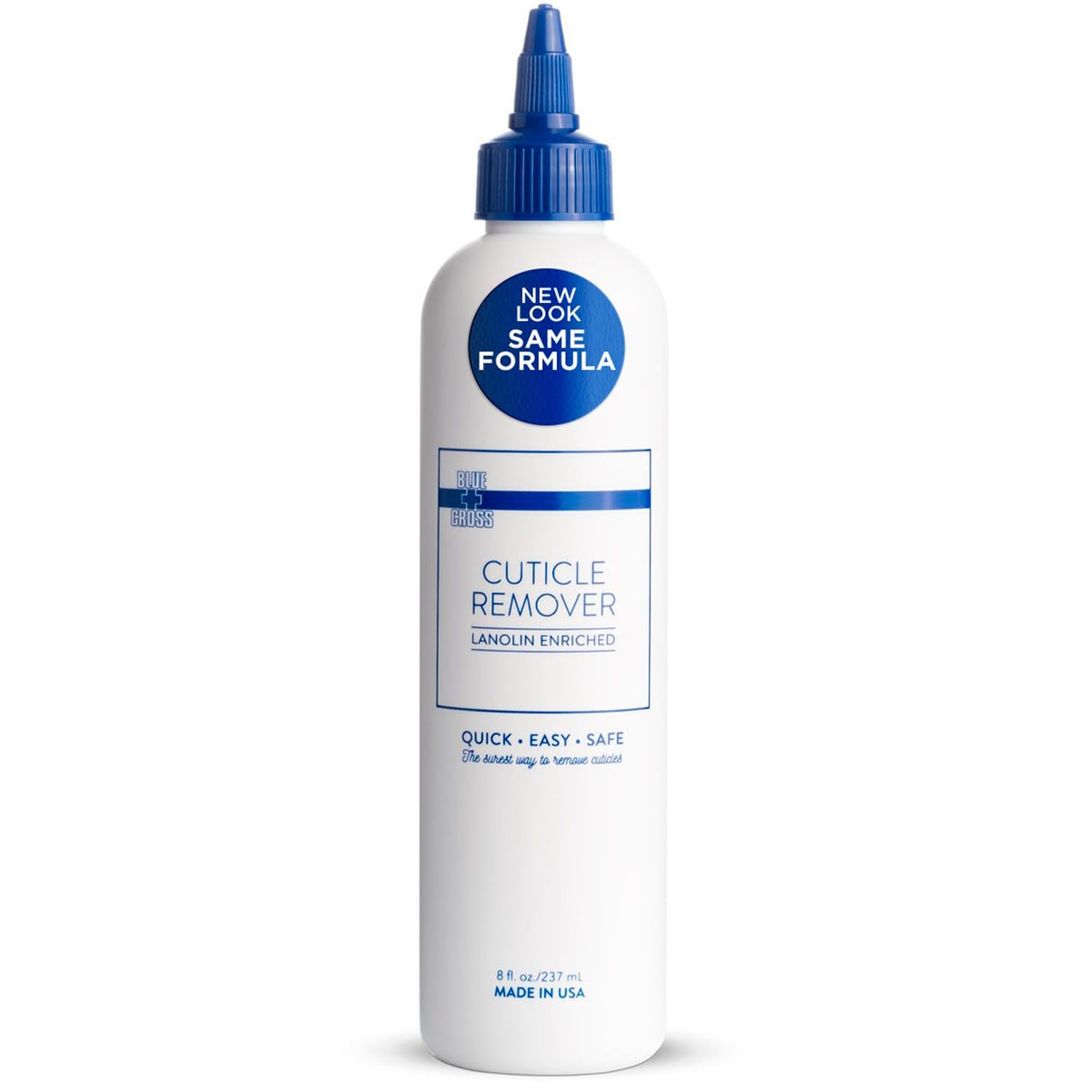 Blue Cross Cuticle Remover Liquid, Cuticle Softener for Nails, Professional Nail Care with Lanolin for Brittle Hang Nails, Hydrating, Moisturizing, Dry Cuticles, Made in USA, 8oz