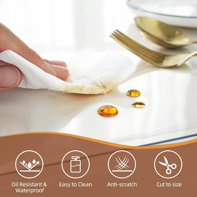 Warmstar Clear Table Cover Protector 16 x 32 Inch,1.5mm Thick Plastic Table Cover Rectangle,PVC Clear Table Protector,Desk Protector Mat for Kitchen, Dresser, Writing Desk，Dining Room Table
