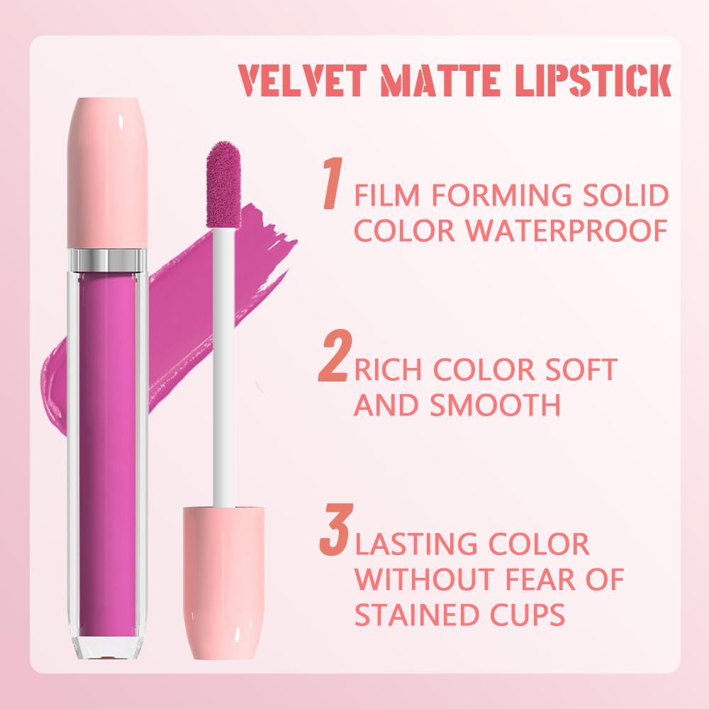 BINGBRUSH Super Matte Longwear No-Budge Stay On Smudge Proof Liquid Lipstick Long Lasting Makeup for Women,Highly Pigmented Color and Instant Shine, Cheeky