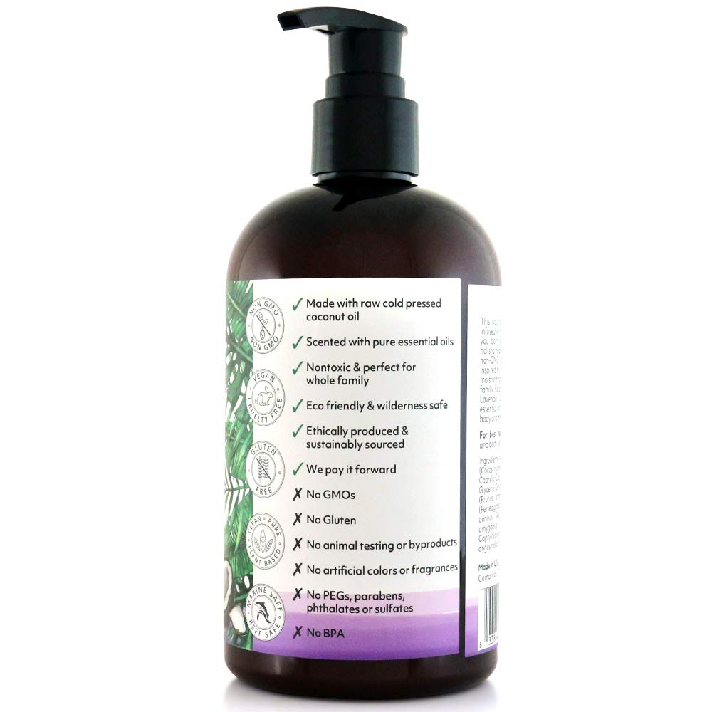 Coco Fiji Face & Body Lotion Infused With Coconut Oil | Lotion for Dry Skin | Moisturizer Face Cream & Massage Lotion for Women & Men |Lavender 12 ozPack of 3
