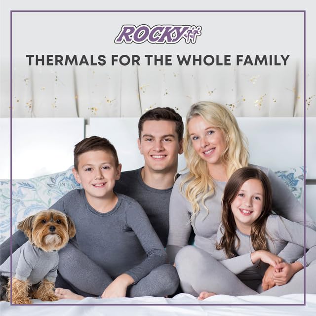 Rocky Thermal Underwear Kids, Boys Thermal Underwear Set Long Johns Thermals Kids Base Layer kids thermals top bottom set Boys Winter Clothes Shirt & Pants, Ski/Extreme Cold (Dinosaur, XX-Small)