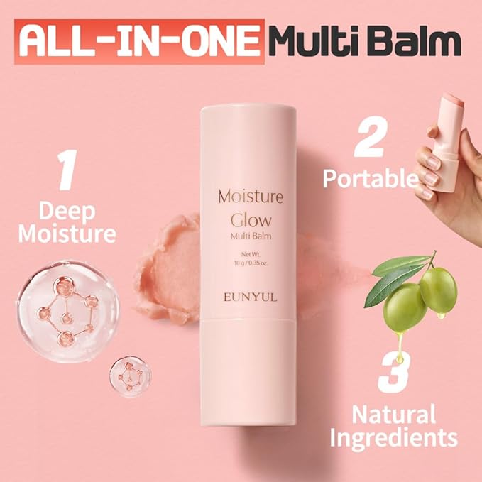 EUNYUL Moisture Glow Multi Balm Stick 0.35 Oz. x 2EA Facial Balm for Hydrating & Nourishing