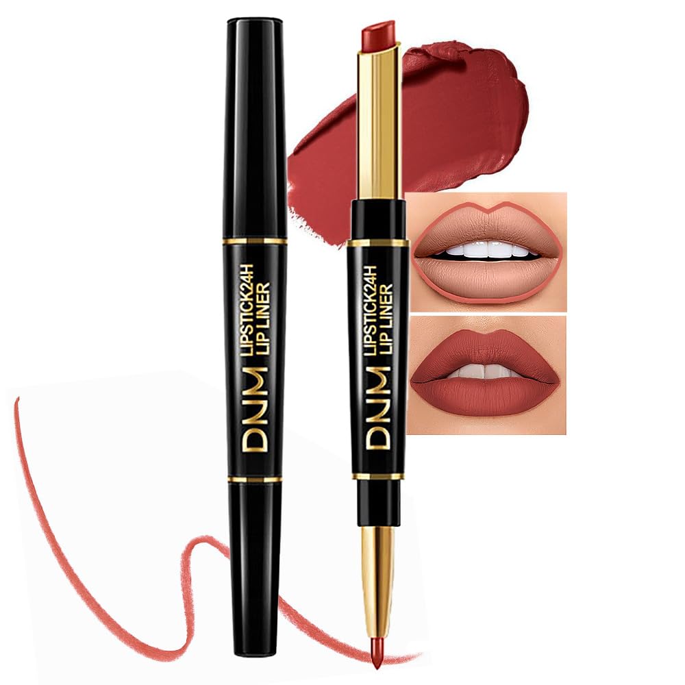 Kaely 2-in-1 Light Brown Lip Liner & Lipstick Set Kit for Women, Matte Lips Kit with Lip Liner Lip Stains Long Lasting Waterproof 24 Hour Lipstick and Lip Liners Combo Lipliners Pencil Set 10