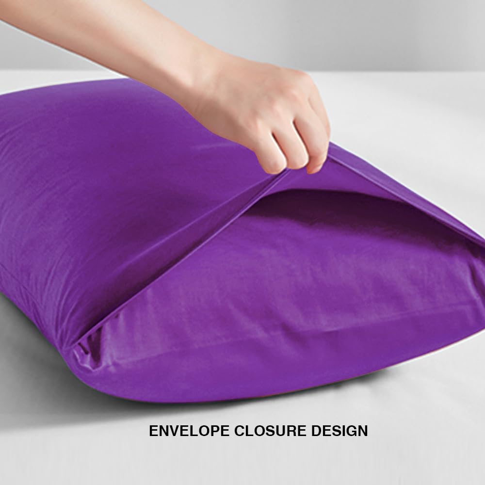 FLXXIE Microfiber Pillow Cases Queen Size Set of 2, Soft Pillowcases with Envelope Closure, Wrinkle Resistant Pillow Covers, 20x30, Purple